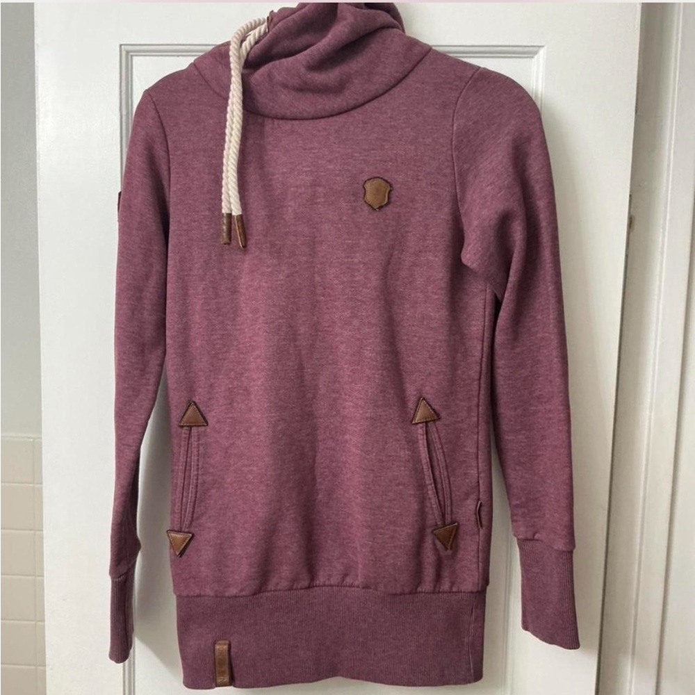 Naketano Maroon Cowl Neck Sweater with Brown Details